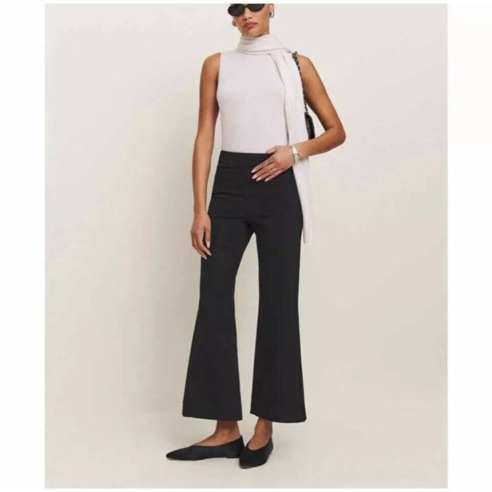 REFORMATION Tanya Black Flared Knit Pants M